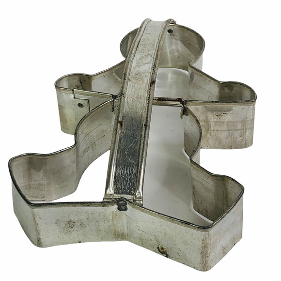 2 Primitive Soldered Gingerbread Man + Cowboy Shaped Cookie Cutters With Handle - Picture 11 of 12